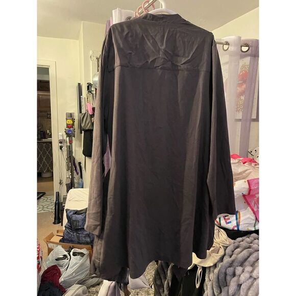 Olive green plus size drape jacket/coat/trench cardigan - Picture 7 of 9